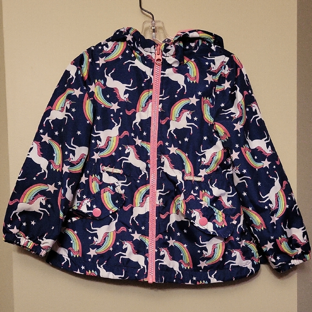 Carter's navy unicorn print lined hooded jacket